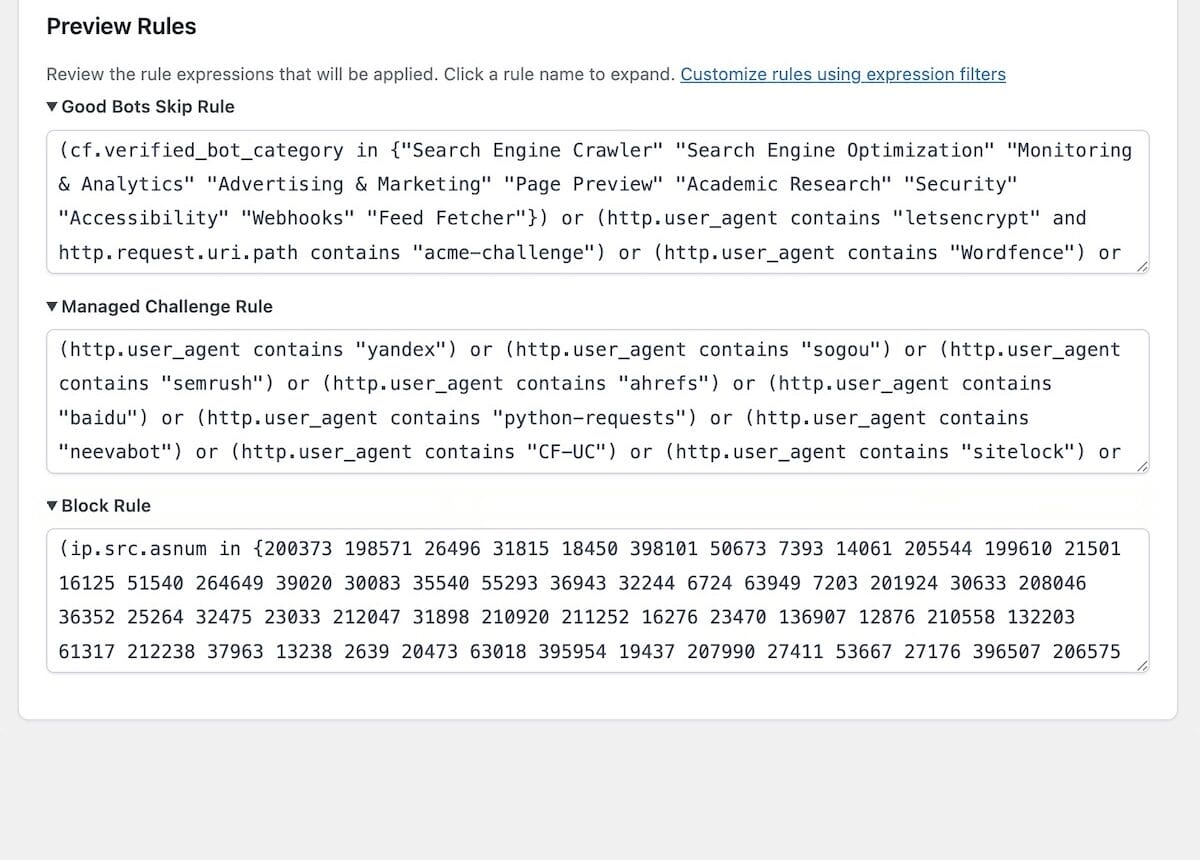 Cloud Maestro Preview Rules Section