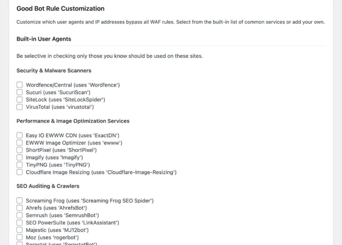 Cloud Maestro WAF Plugin Screenshot Customize User Agents